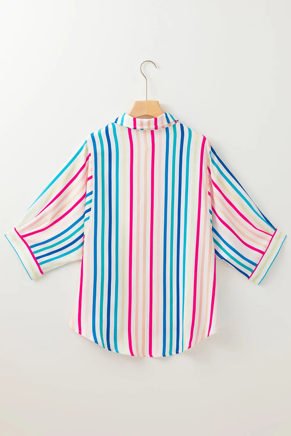 Pink Stripe 3/4 Sleeve Button Up Casual Shirt - Chic Meadow Boutique 