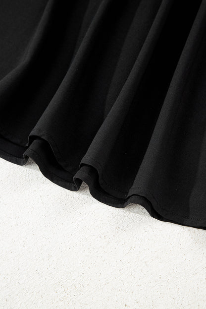 Black Sleeveless Zipped Front V Neck Shirred Waist Maxi Dress