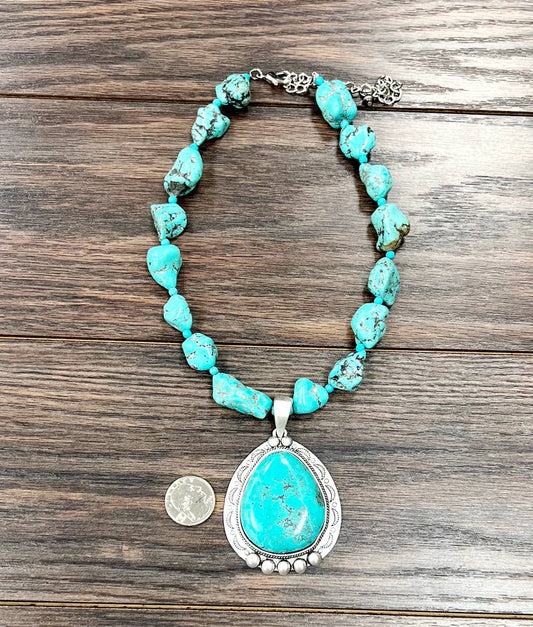 739416, 17" Handmade Turquoise Necklace