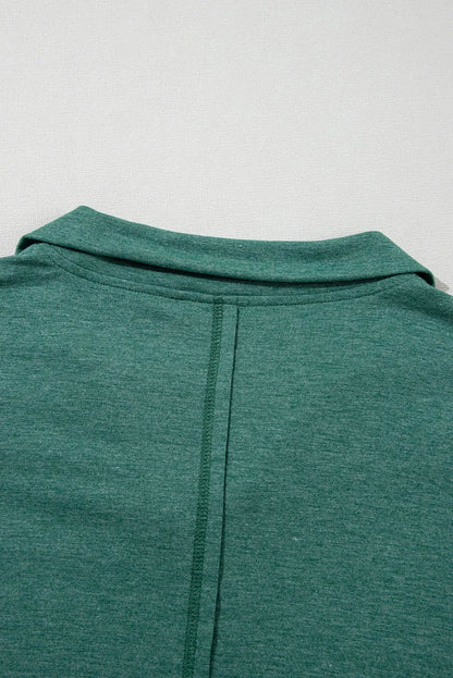 Evergreen Exposed Seam Collared Pocketed Loose Sweatshirt - Chic Meadow Boutique 