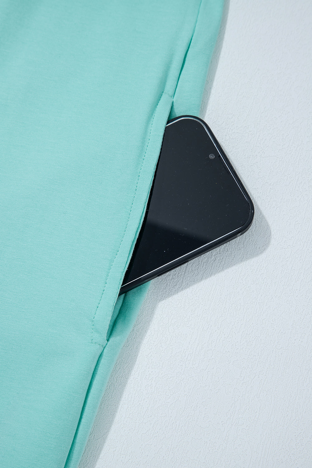 Mint Green Frilled Trim Crew Neck Loose Fit Mini Dress