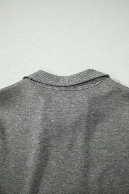 Gray Half Zip Polo Tee Casual Pant Set