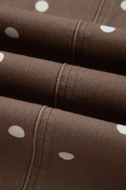 Brown Tailored Seam Polka Dot Print Barrel Casual Jeans