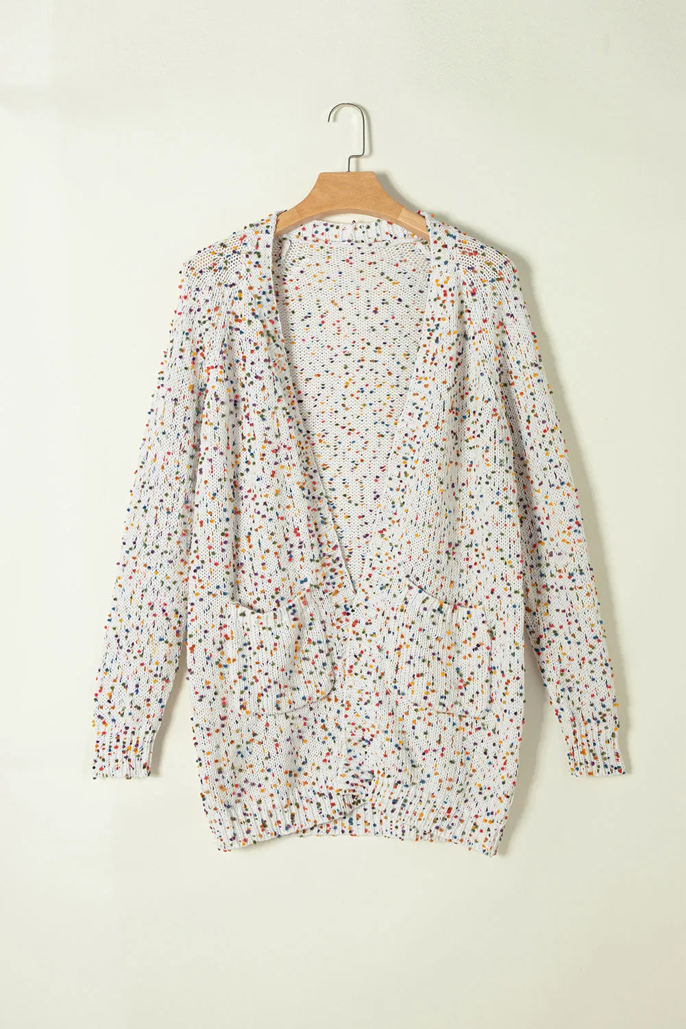 White Rainbow Popcorn Speckles Open Front Cardigan - Chic Meadow Boutique 