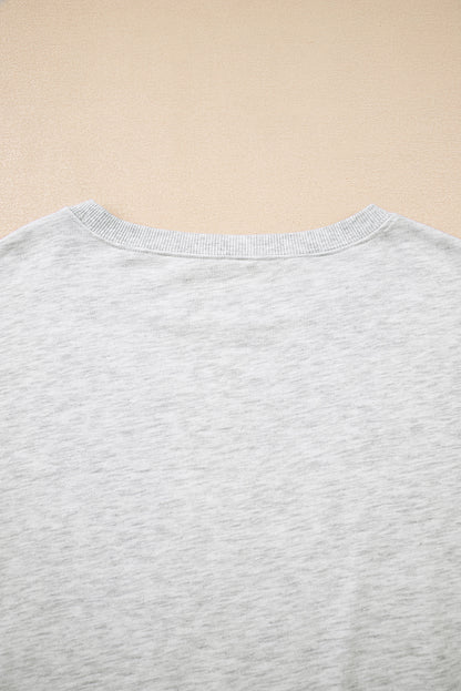 Light Grey Faded Varsity Print Loose Pullover Top