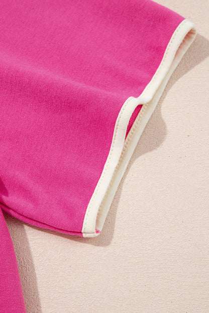 Rose Red Colorblock Edge Drop Shoulder T Shirt and Skort 2Pcs Set