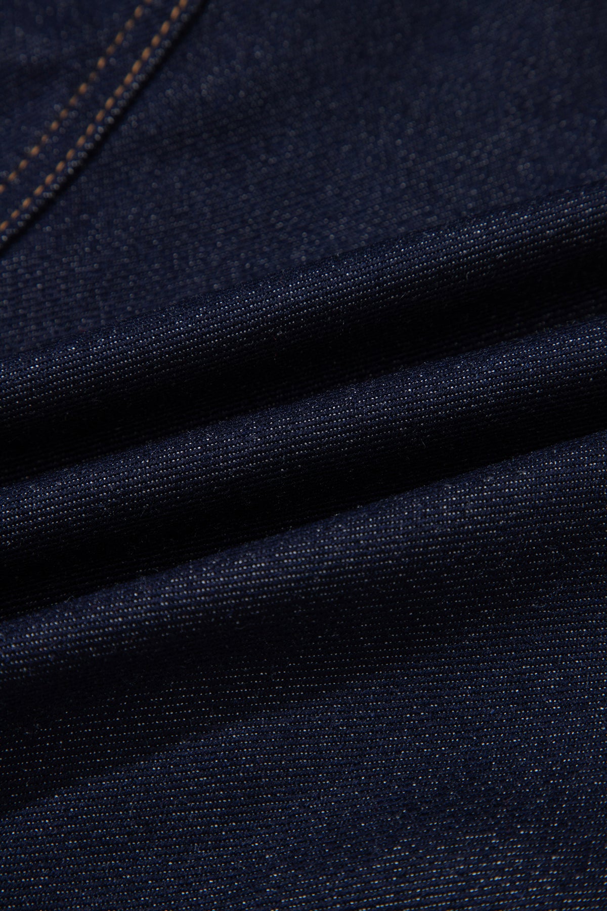 Navy Blue Contrast Collar Stitched Detail Button Denim Jacket