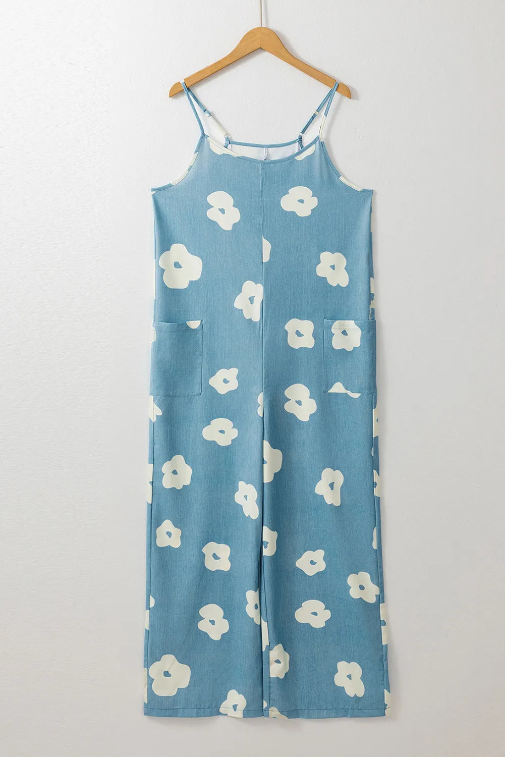 Blue Flower Wide Leg Loose Jumpsuit - Chic Meadow Boutique 