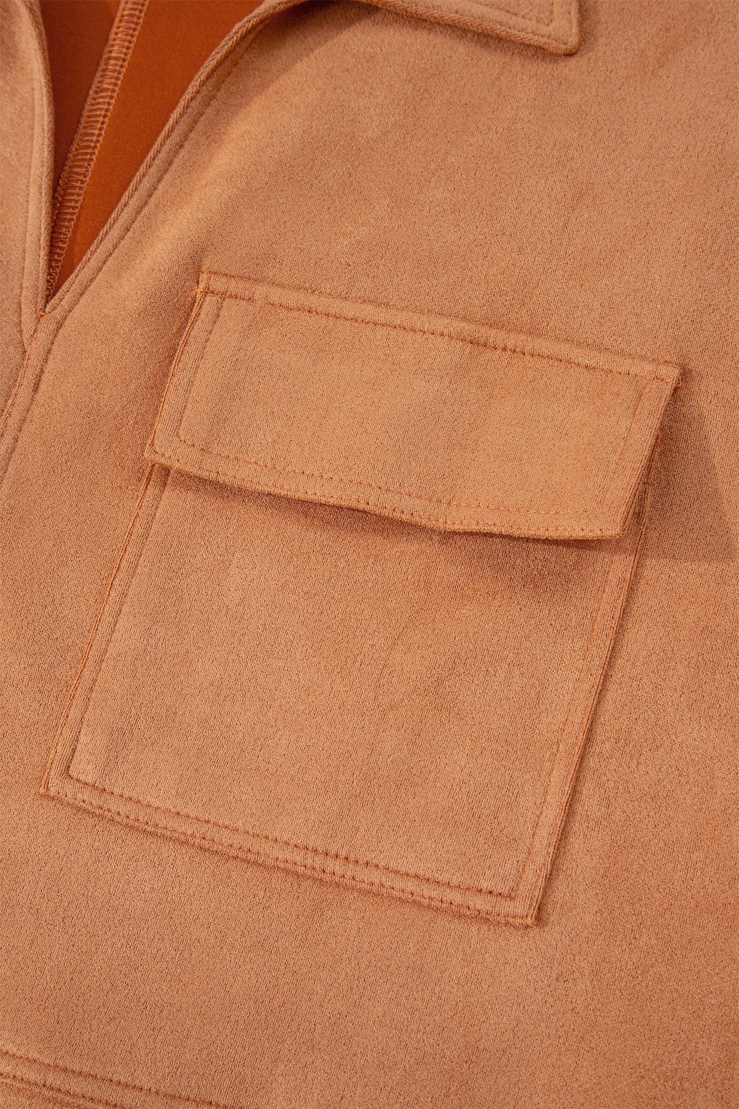 Thai Curry Collared V Neck Faux Suede Short Sleeve Shift Mini Dress