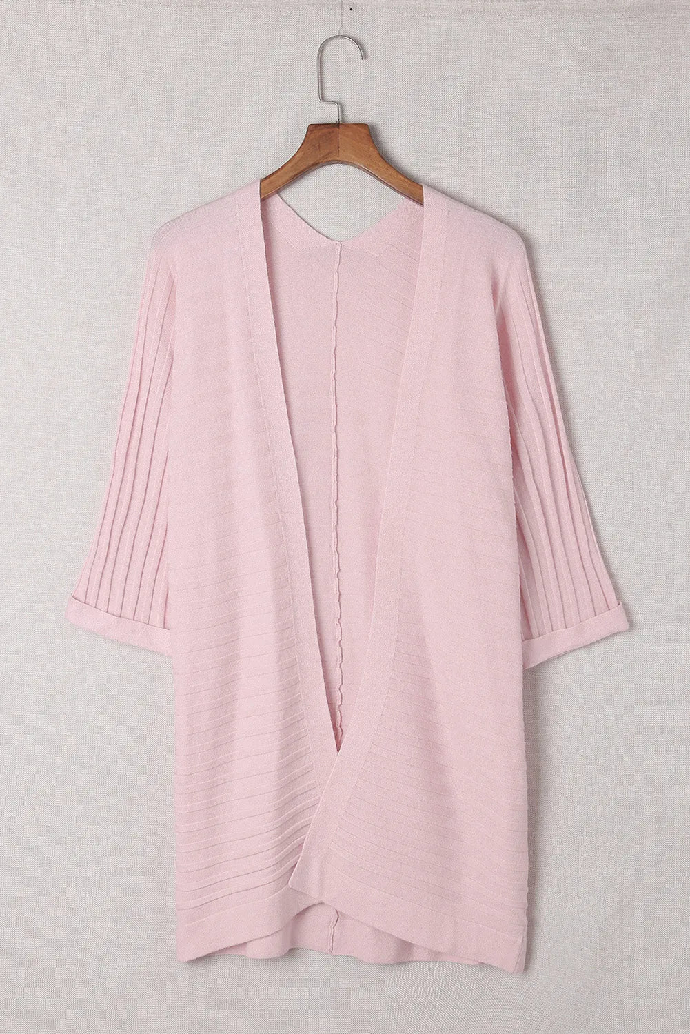 Pink Ribbed Open Front Knit Cardigan - Chic Meadow Boutique 