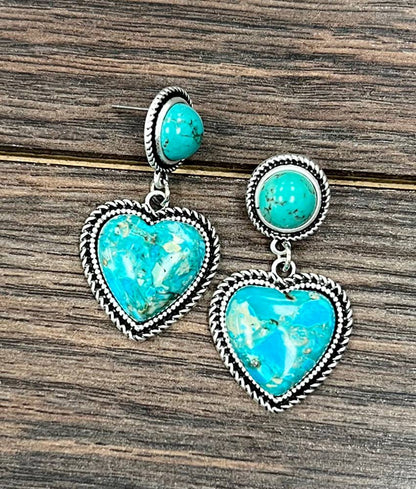 726427, Heart Gemstone Post Earrings