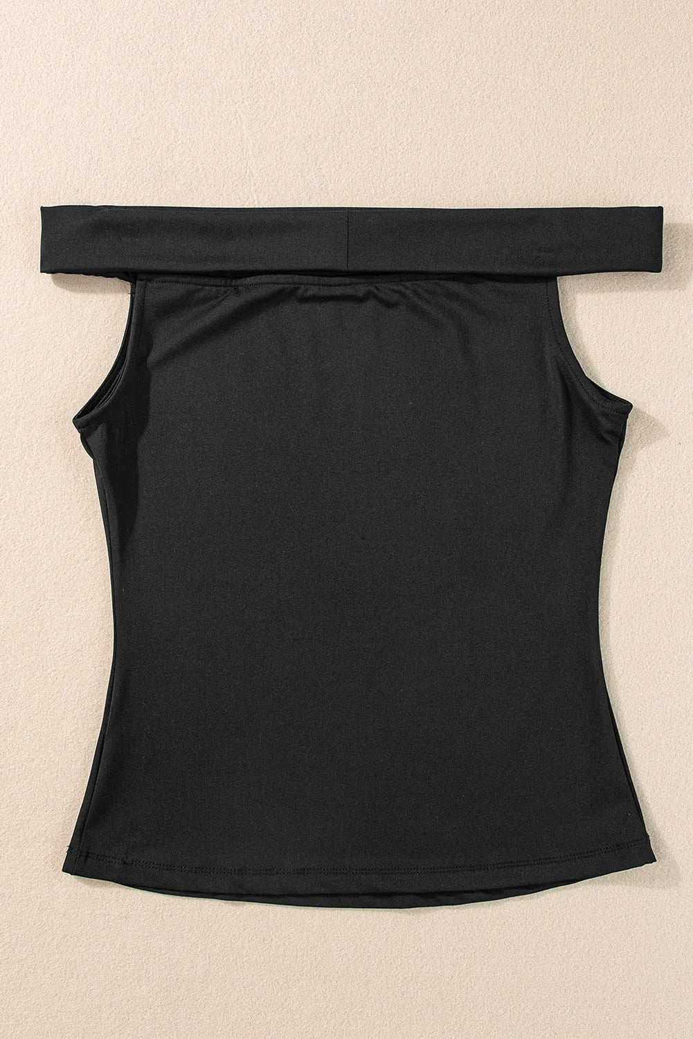 Black Folded Off Shoulder Slim Top - Chic Meadow Boutique 