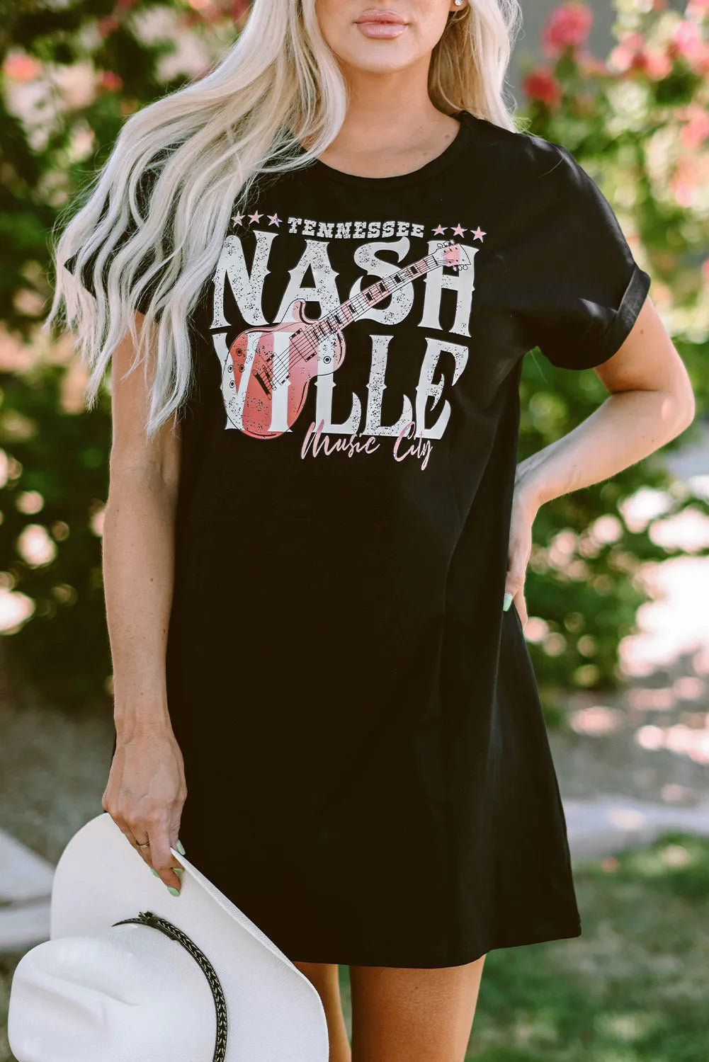 Black Nashville Music Festival Trending T-Shirt Dress - Chic Meadow Boutique 