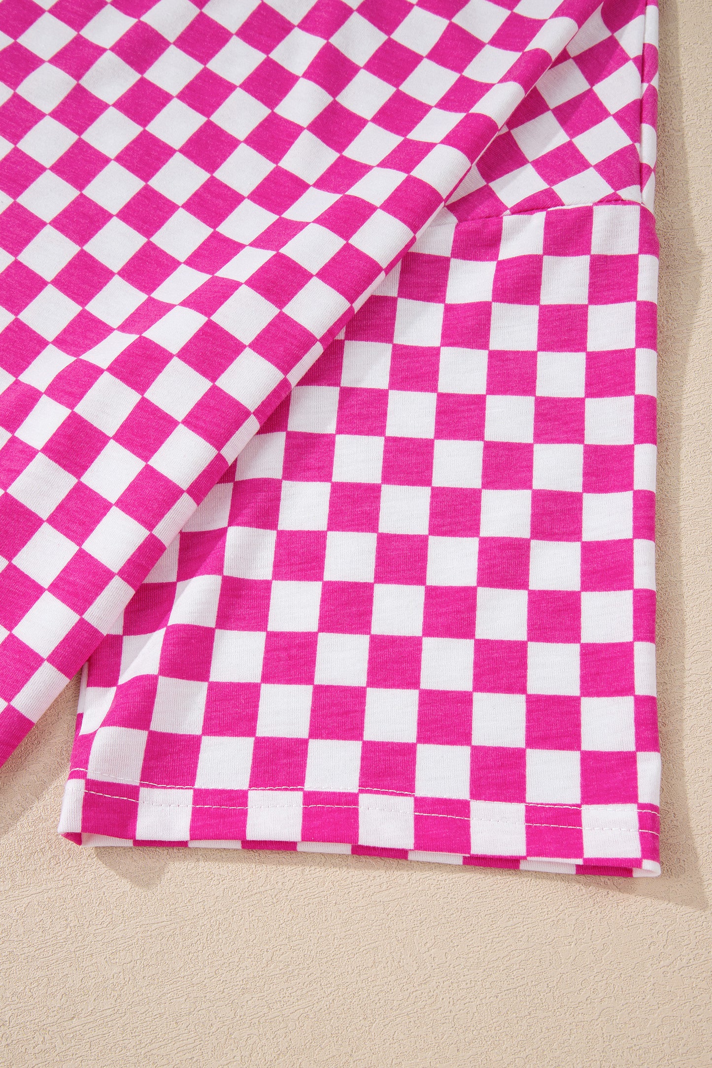 Rose Checkered Print Half Sleeve Tee 2pcs Lounge Pant Set