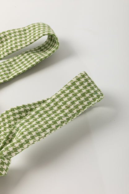 Green Gingham Wide Leg Loose Overall with Pockets