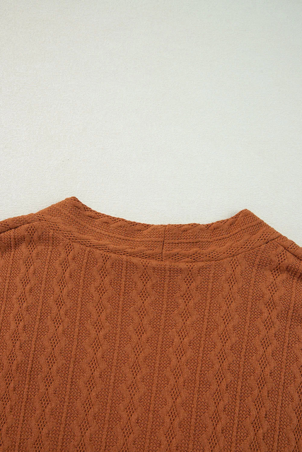 Sweaters & Cardigans/Cardigans Chestnut Textured Knit Side Pockets Open Front Cardigan