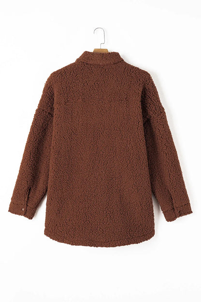 Red Clay Faux Shearling Teddy Bear Jacket - Chic Meadow Boutique 