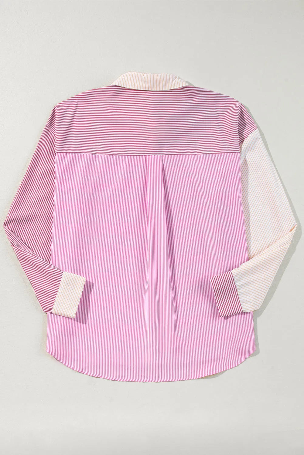 Pink Stripe Print Colorblock Plus Size Shirt - Chic Meadow Boutique 