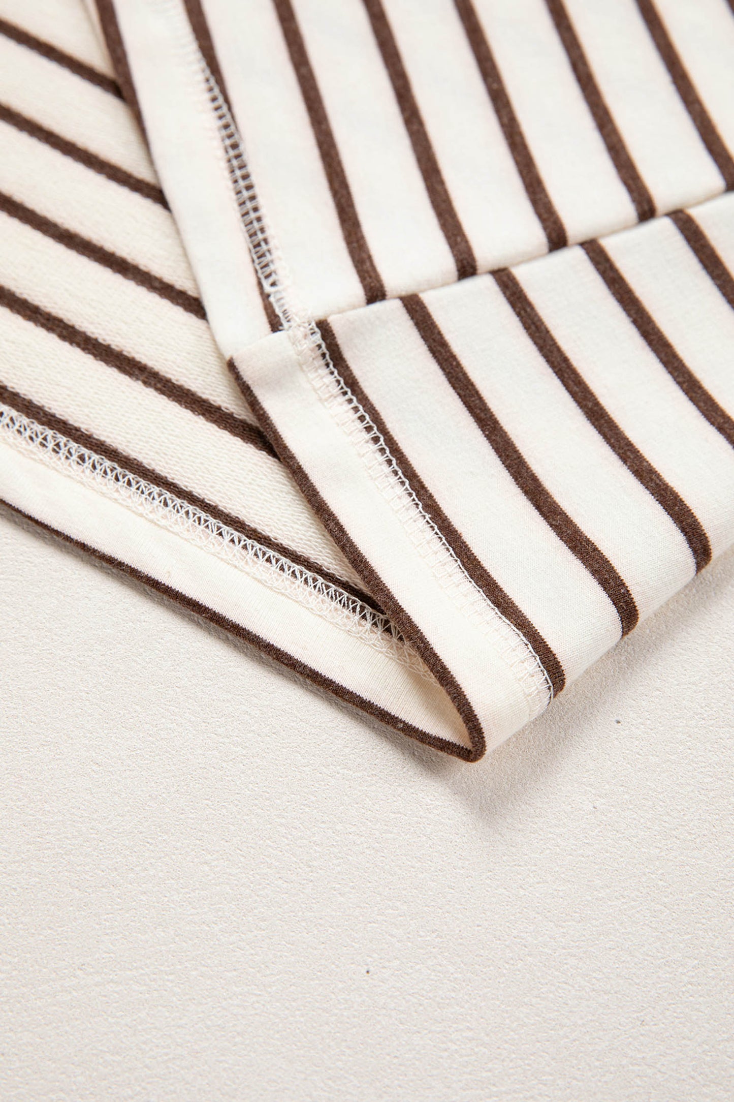 Brown Stripe Ribbed Round Neck Trim Loose Tank Top