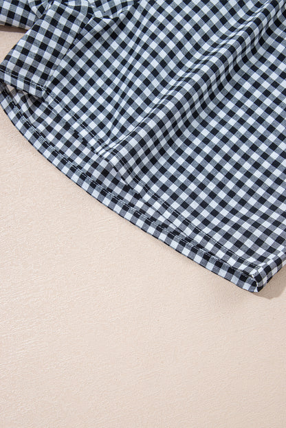 Black Gingham Printed High Waist Shorts