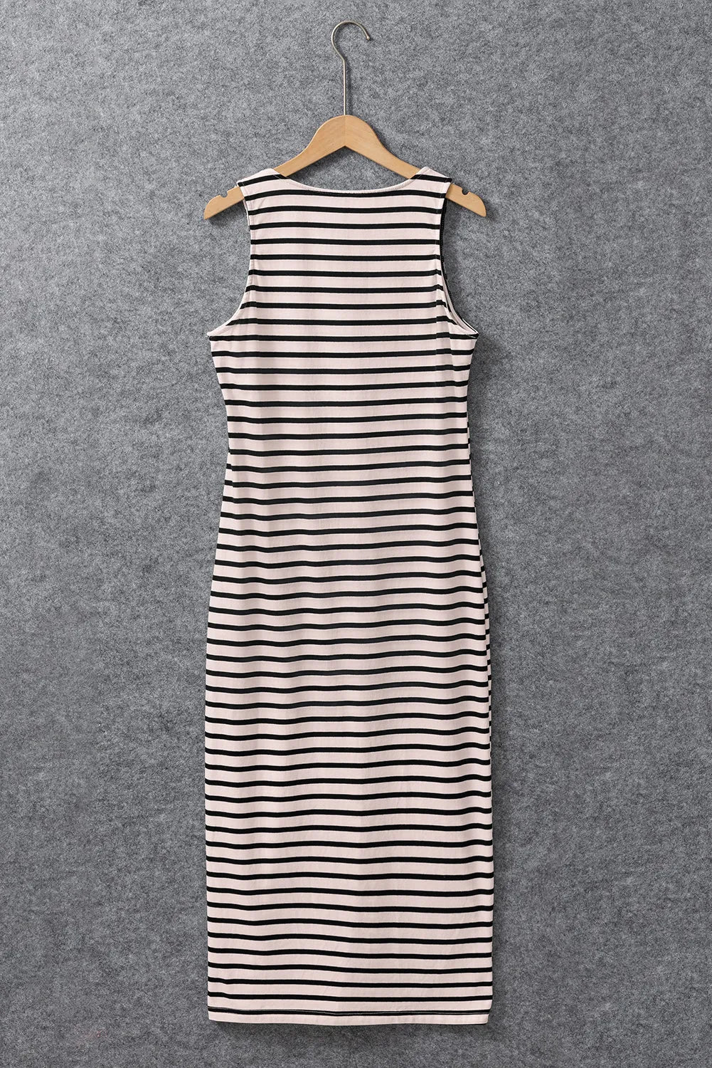 White Striped Print Sleeveless Buttoned Maxi Dress - Chic Meadow Boutique 