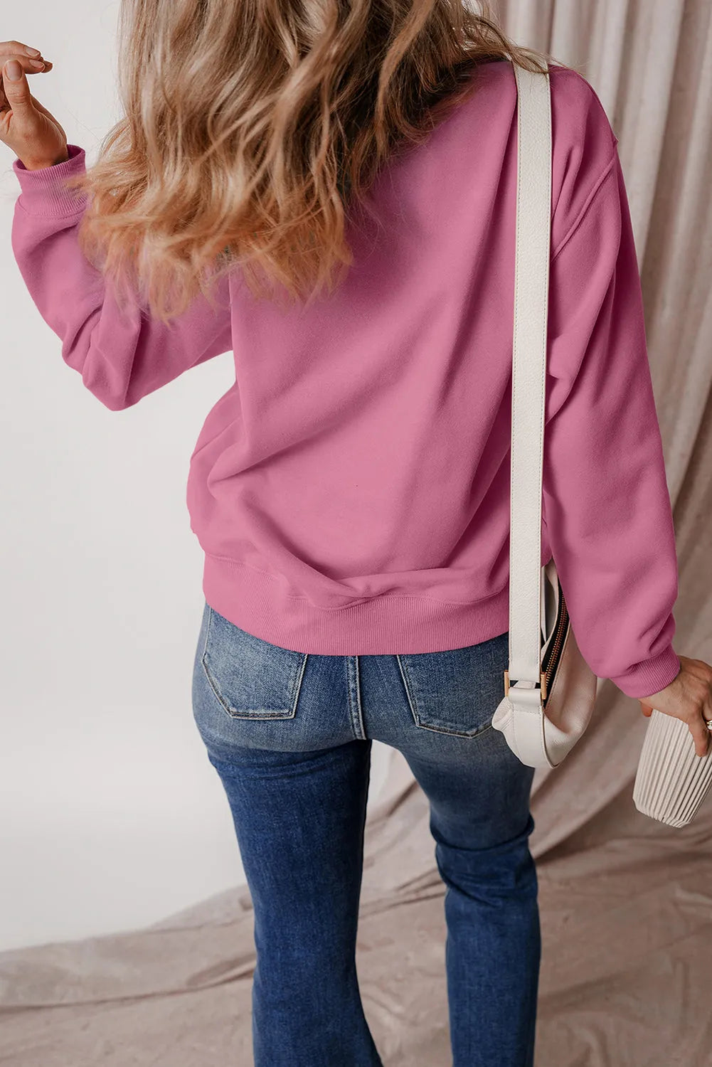 Meadow Mauve Solid Fleece Lined Drop Shoulder Terry Sweatshirt - Chic Meadow Boutique 