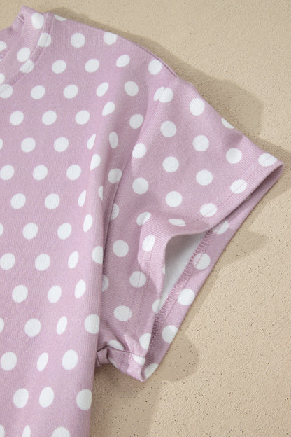Purple Polka Dot Print Short Set