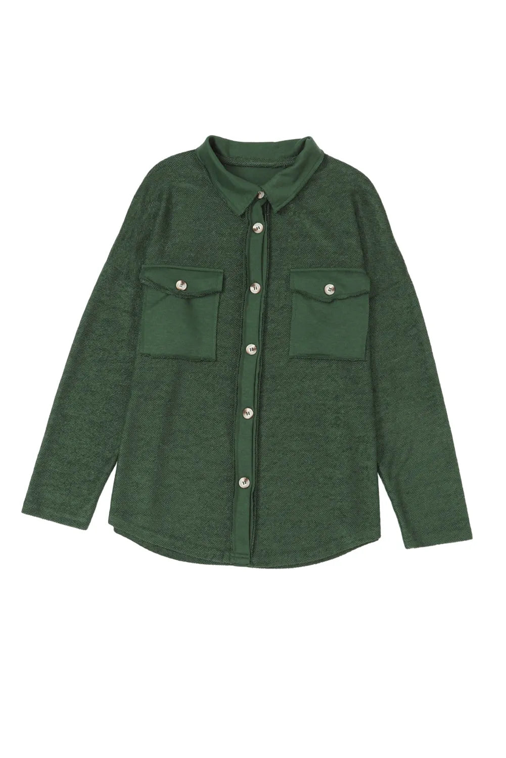 Green Contrast Flap Pockets Relaxed Shacket - Chic Meadow Boutique 