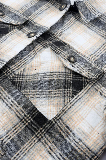 Black Vintage Plaid Fleece Lining Jacket - Chic Meadow Boutique 