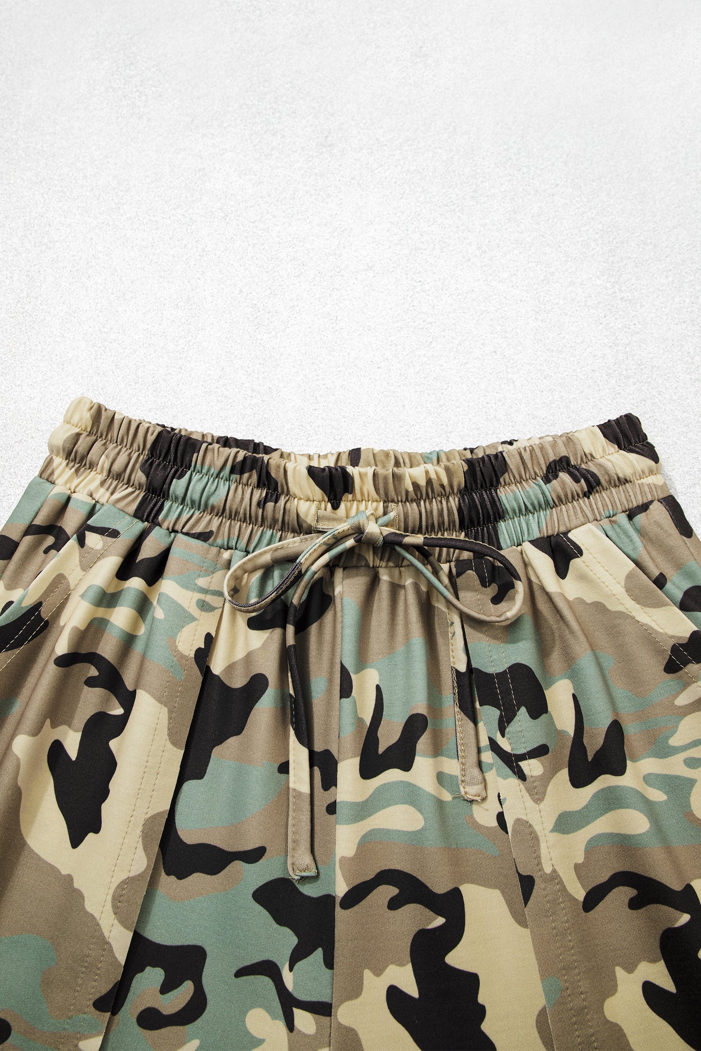 Multicolour Camouflage Print Street Fashion Drawstring Shift Pants