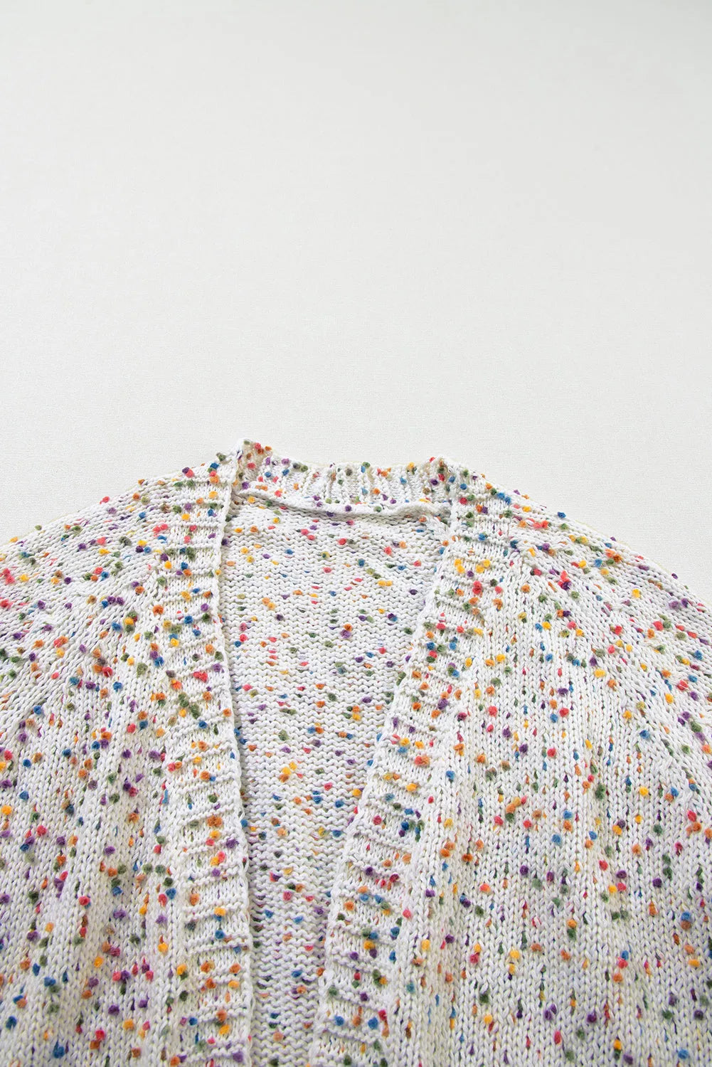 White Rainbow Popcorn Speckles Open Front Cardigan - Chic Meadow Boutique 