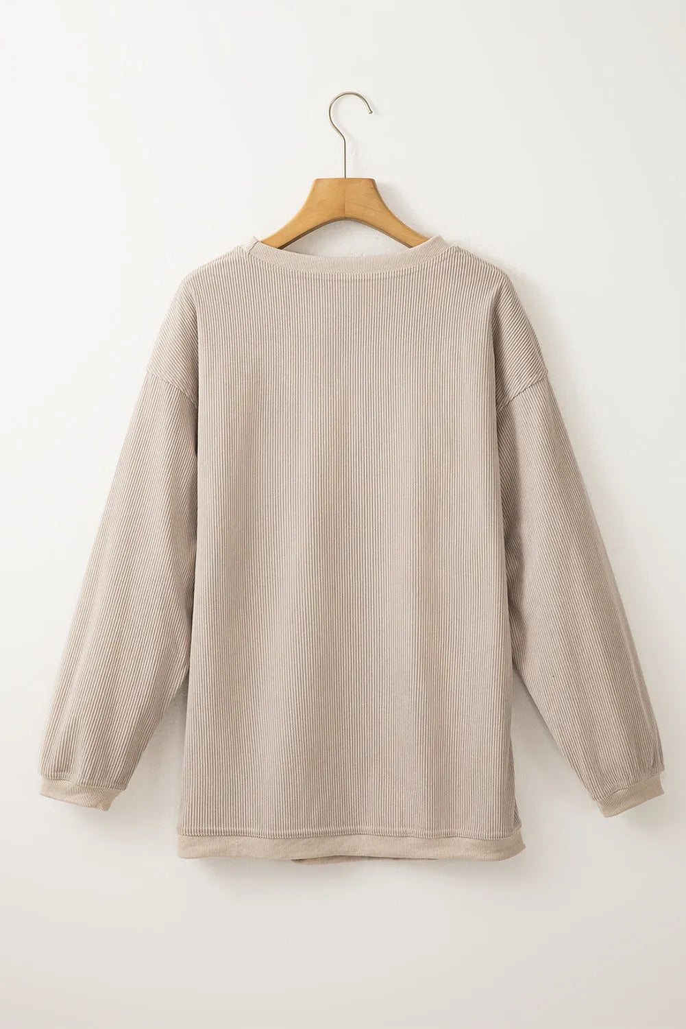 Smoke Gray Ribbed Corduroy Oversized Sweatshirt - Chic Meadow Boutique 