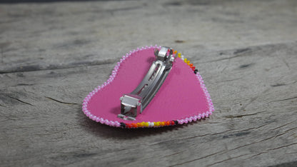 Pink Beaded Barrette Hair Clips Beaded , Tribal Barrette