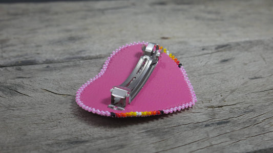 Pink Beaded Barrette Hair Clips Beaded , Tribal Barrette