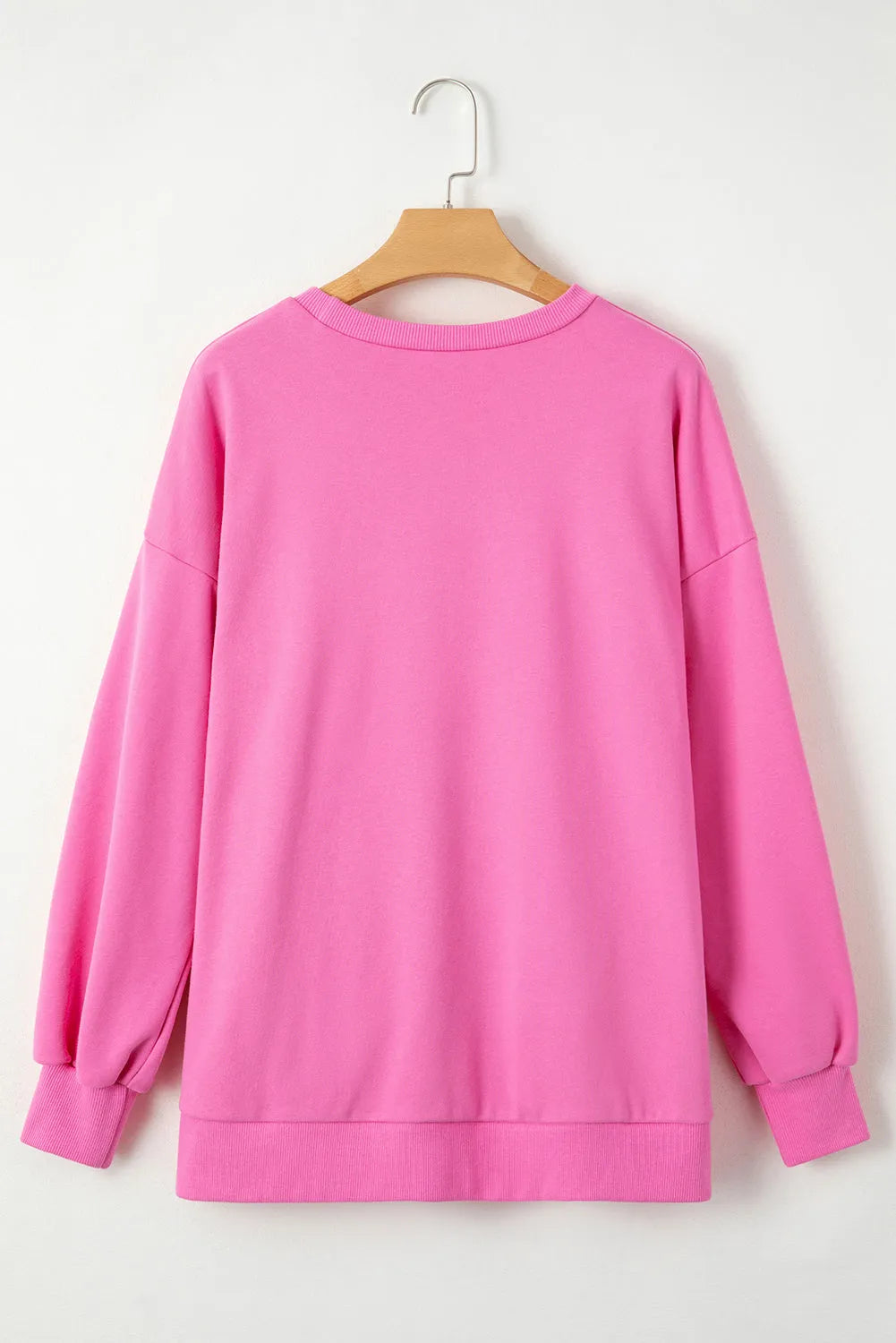 Bonbon Solid O Neck High Low Hem Pullover Sweatshirt - Chic Meadow Boutique 