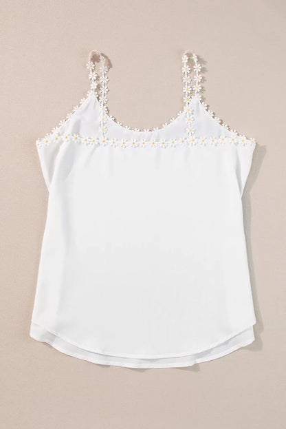 White Daisy Flower Straps Tank Top - Chic Meadow Boutique 