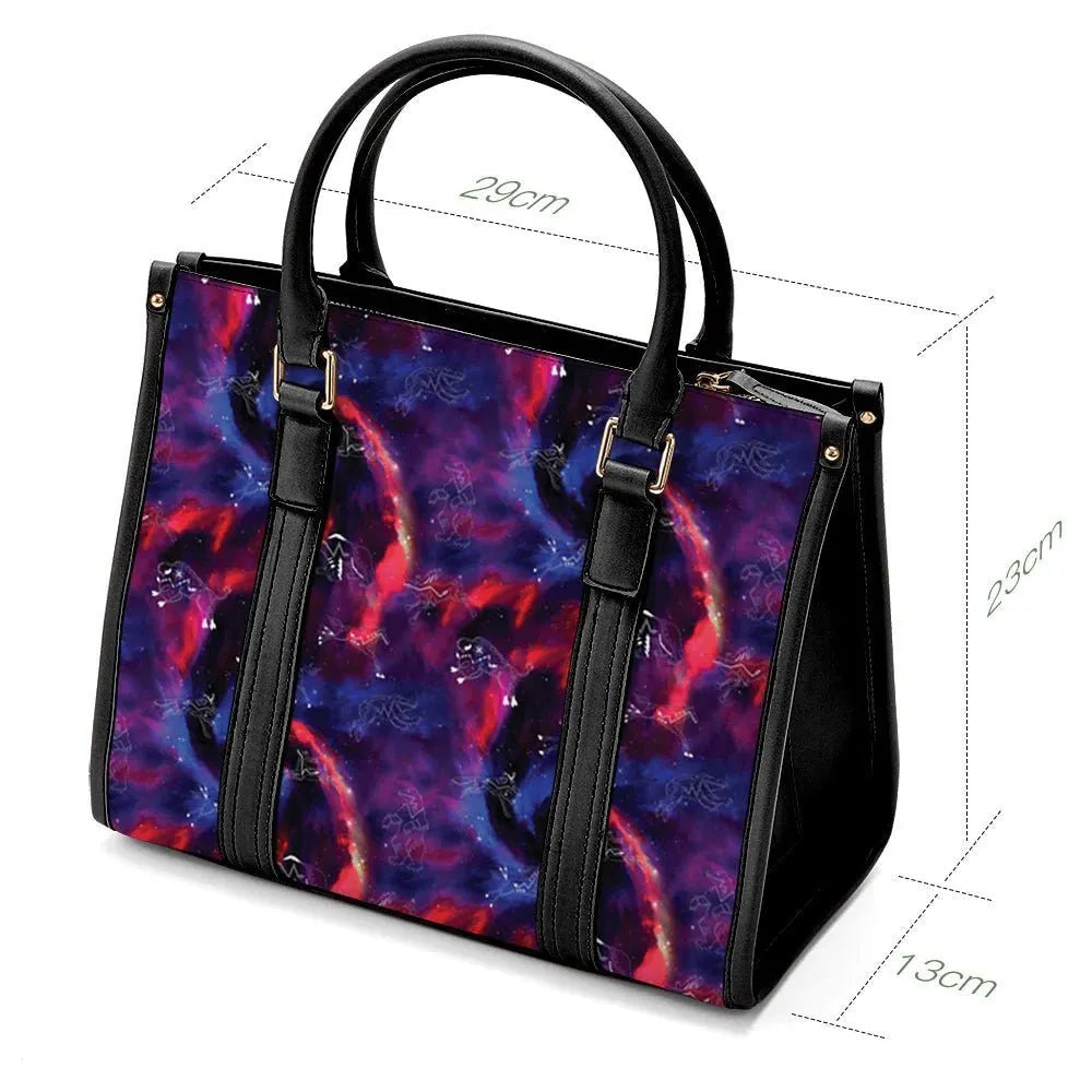 Animal Ancestors 3 Blue Pink Swirl Convertible Hand or Shoulder Bag - Chic Meadow Boutique 