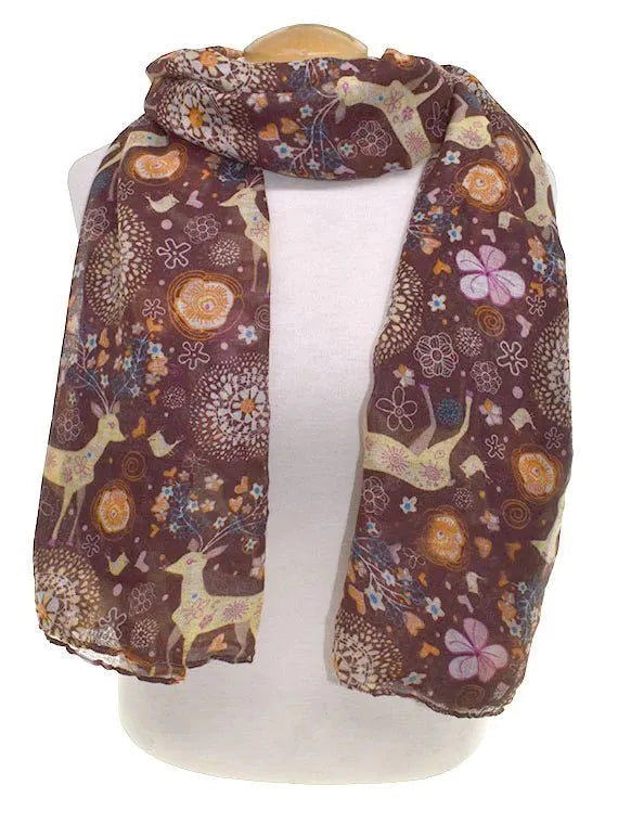 "Autumn Whisper" Floral Deer Scarf - Chic Meadow Boutique