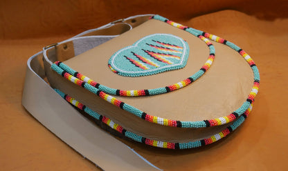 Turquoise Handmade Beaded Leather Crossbody bag Shoulder Bag
