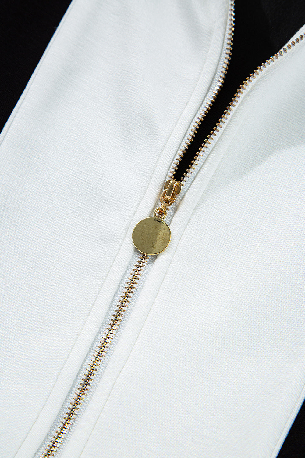 Black Contrast Collar Patchwork Zip Front Romper