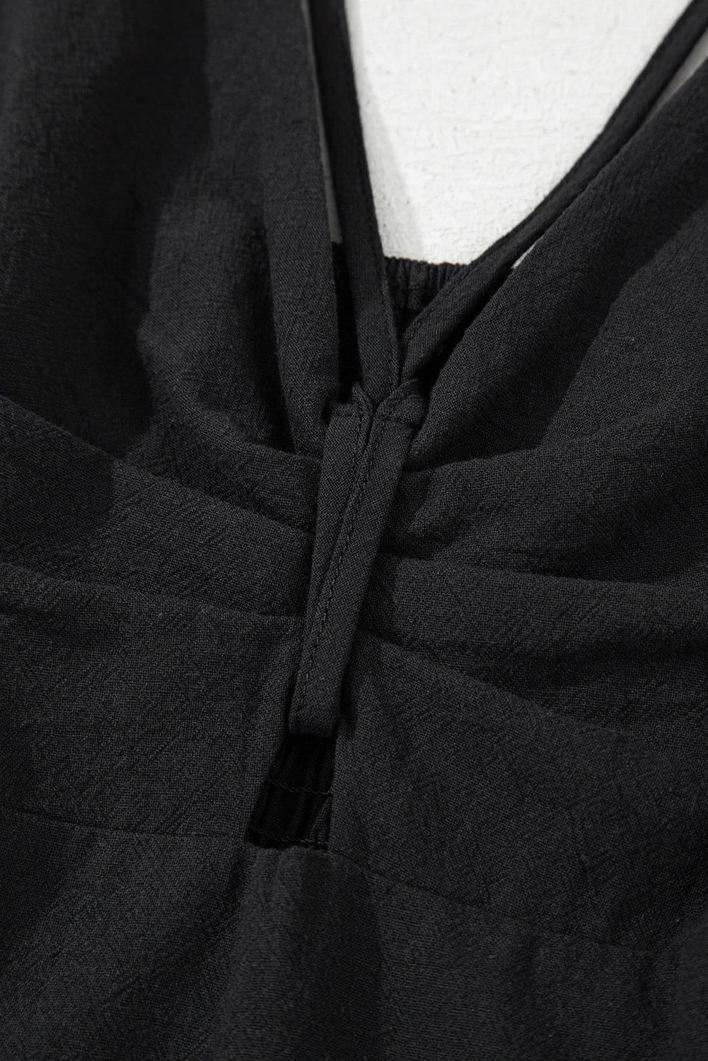 Black Front Cut Out Smocked Back Sleeveless Wide Leg Jumpsuit