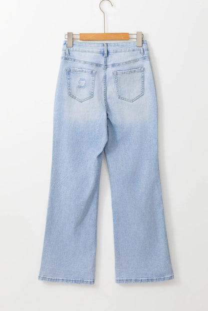 Beau Blue Vintage Light Wash Distressed Flare Jeans - Chic Meadow Boutique 