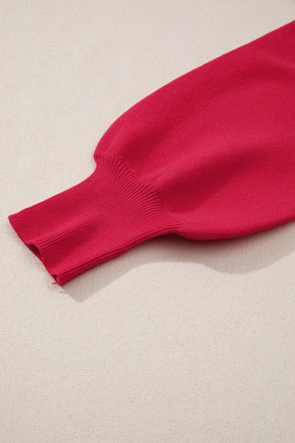 Fiery Red HO HO HO MERRY CHRISTMAS Drop Shoulder Loose Sweater