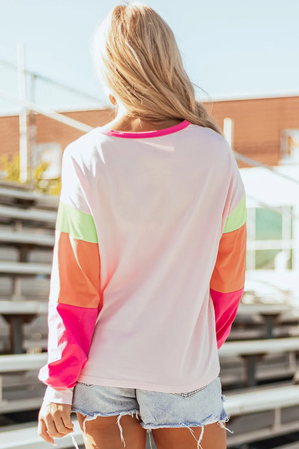 Pink GAME DAY Rugby Football Graphic Color Block Sleeve Top - Chic Meadow Boutique 