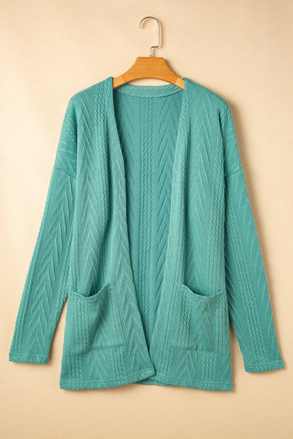 Canton Solid Textured Open Front Cardigan with Pocket - Chic Meadow Boutique 