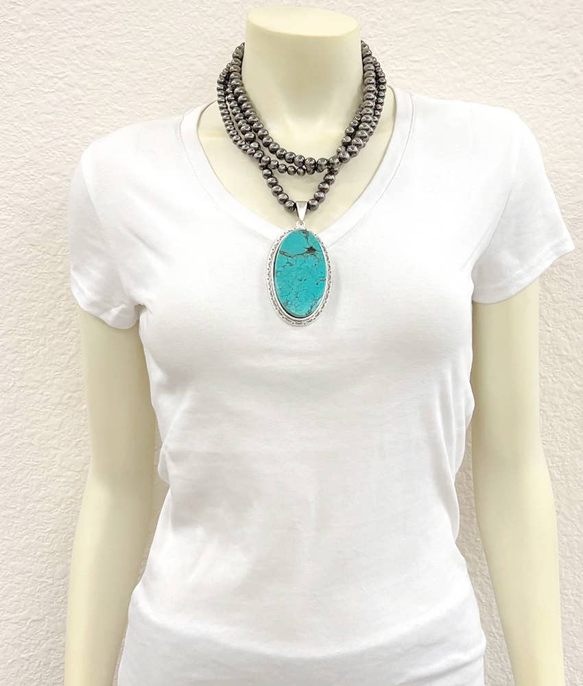 739564, Handmade 18" Navajo Turquoise Necklace