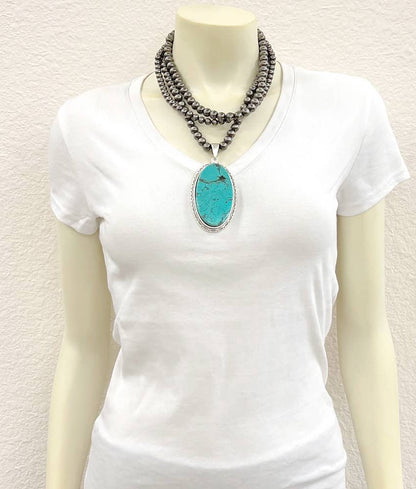 739564, Handmade 18" Navajo Turquoise Necklace