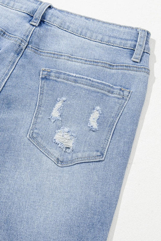 Bottoms/Jeans Ashleigh Blue Acid Wash Raw Hem High Waist Flared Jeans