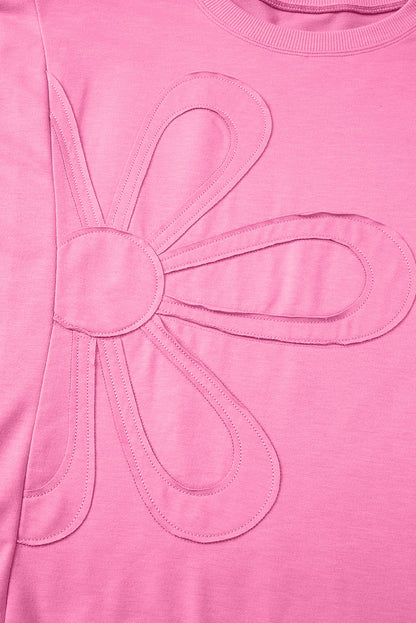 Sachet Pink Floral Patched Half Sleeve Tunic Top