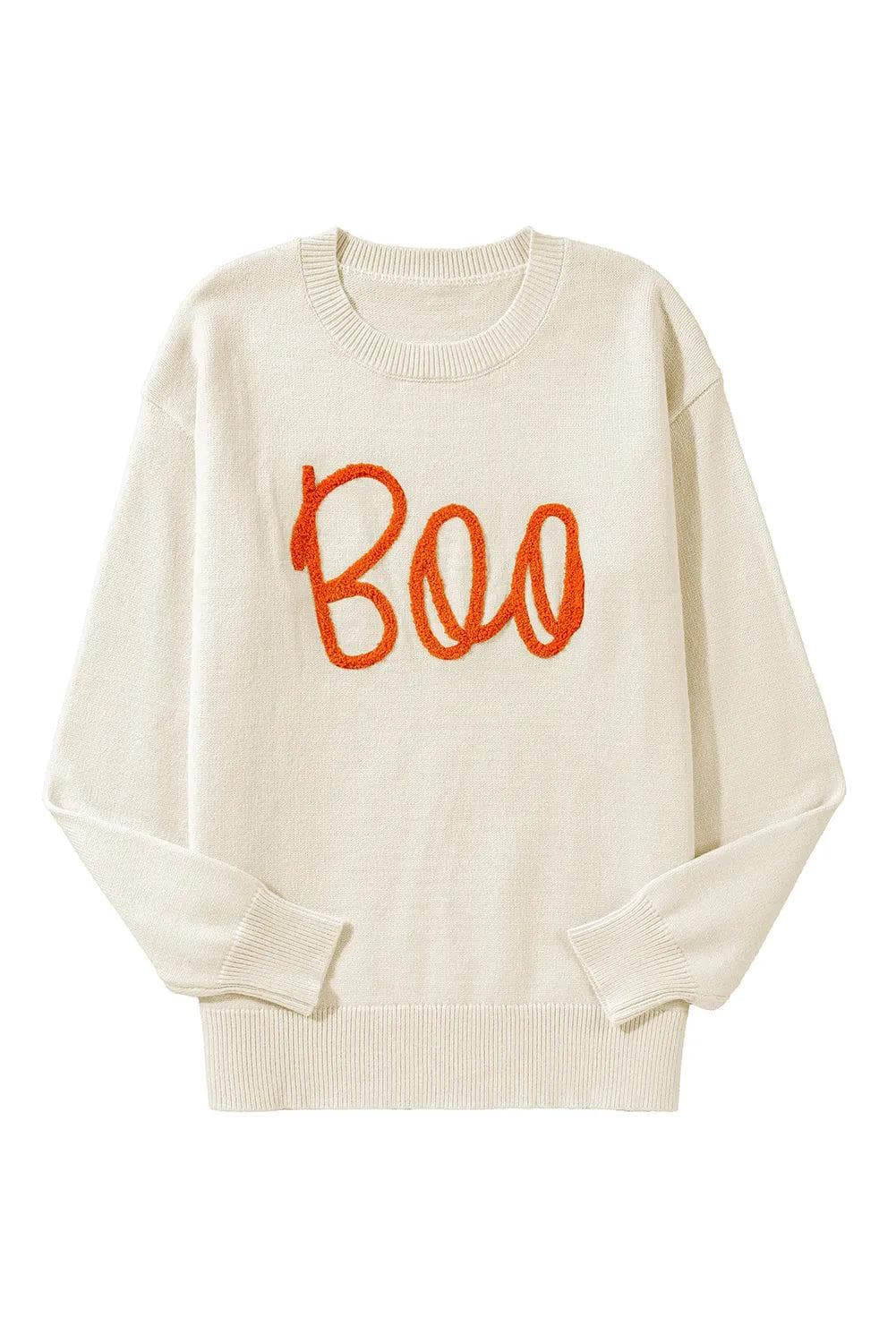 Sweaters & Cardigans/Sweaters Apricot Boo Knitted Pattern Ribbed Edge Drop Shoulder Sweater